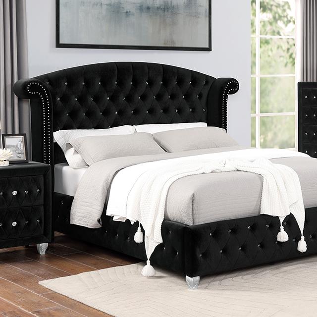 Zohar Queen & Twin Bed Black, Grey, & Pink