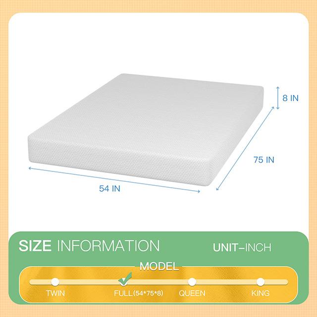 Forsythia 8" Full Green Tea Gel Memory Foam