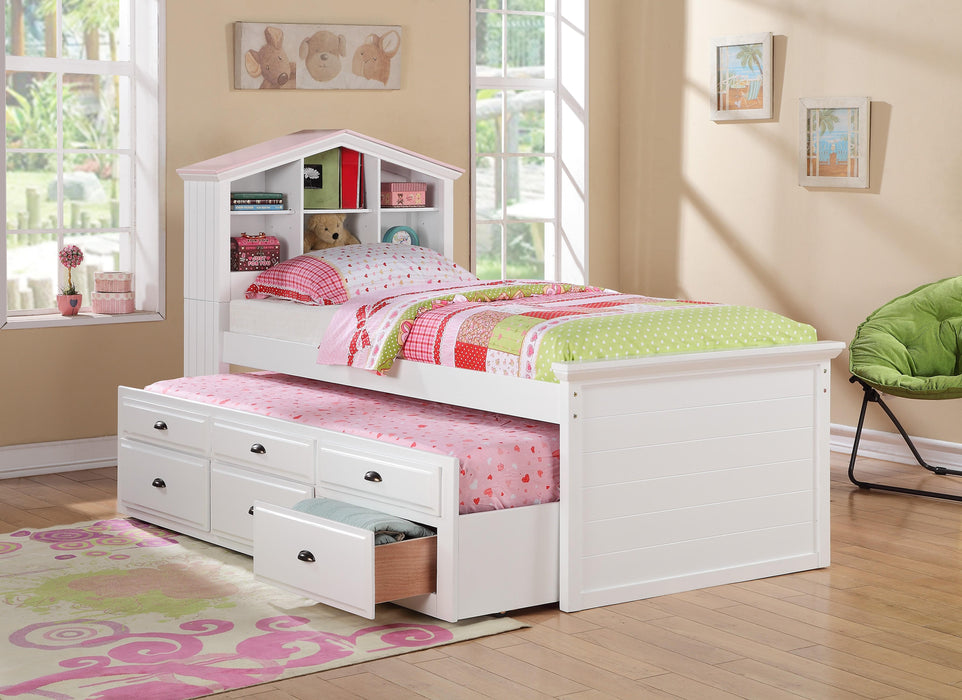 Mcraft Twin Bed W/Trundle-White W. Drawers in White