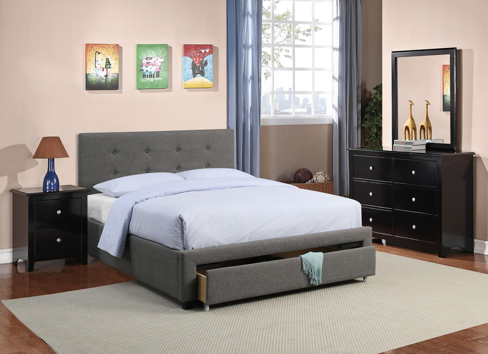 Liihcc Full Bed W/Drawer in Grey / Black
