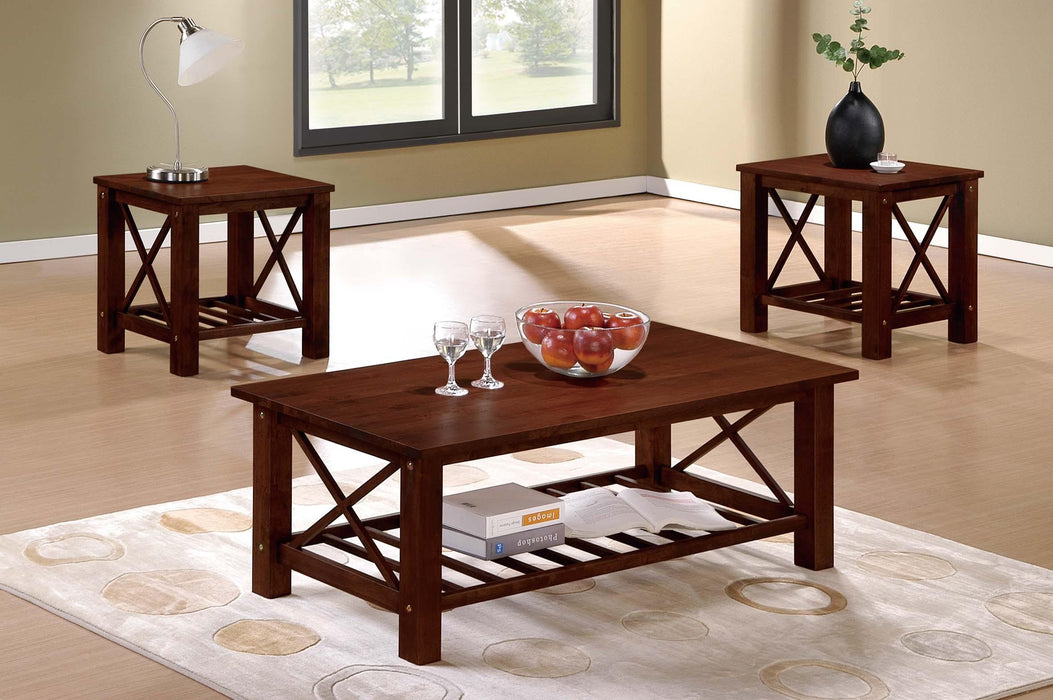 Liihct 3-Pcs Coffee Table Set in Cherry
