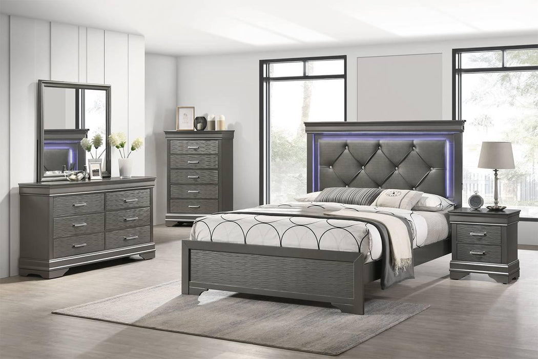 Liihfd Eastern King Bed in Gray / Dark Gray