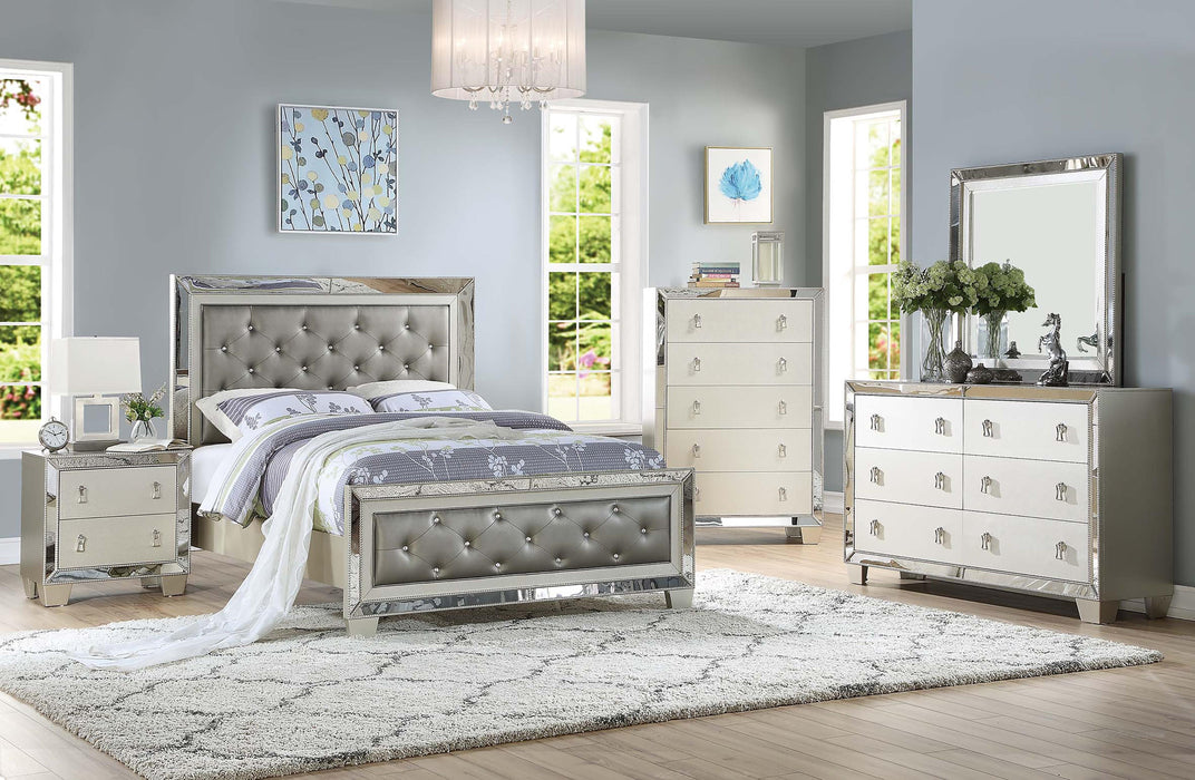 Mcraft Ca. King Bed W/Stainless Panel/Silver in Silver