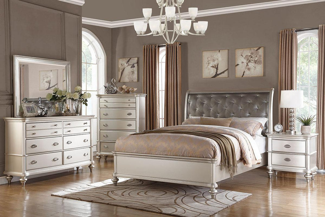 Mcraft Eastern King Bed/Silver Finish in Silver