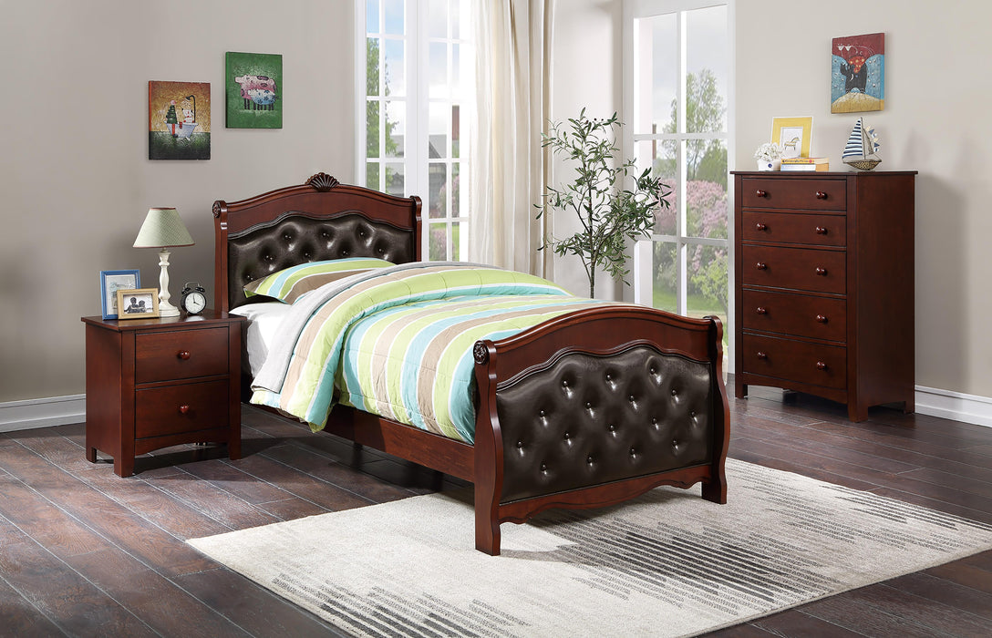 Mcraft Full Bed-Dark Cherry/Espresso Pu in Cherry