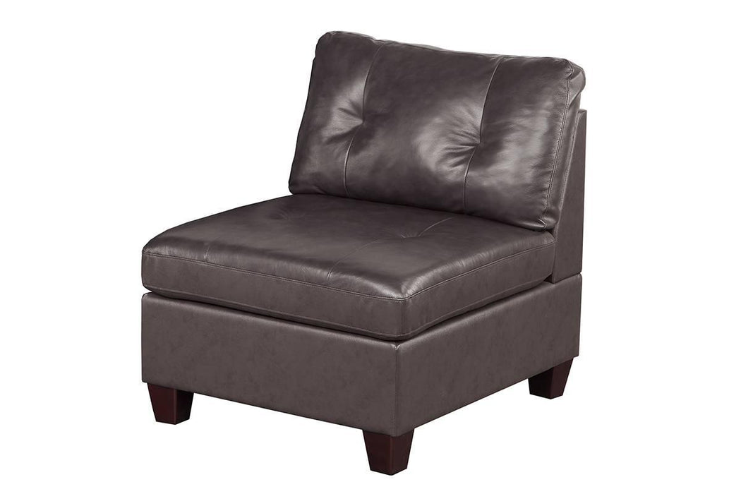 Uefurn Armless Chair/ Dark Coffee Genuine Leather in Dark Coffee