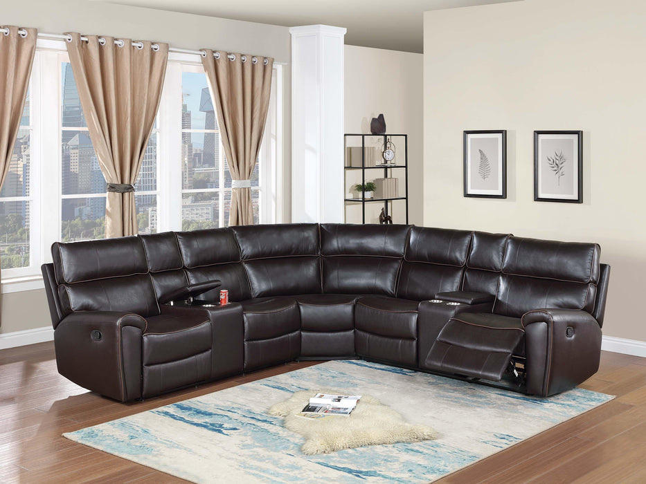 Uniqvn Manual Motion Sectional Set in Espresso