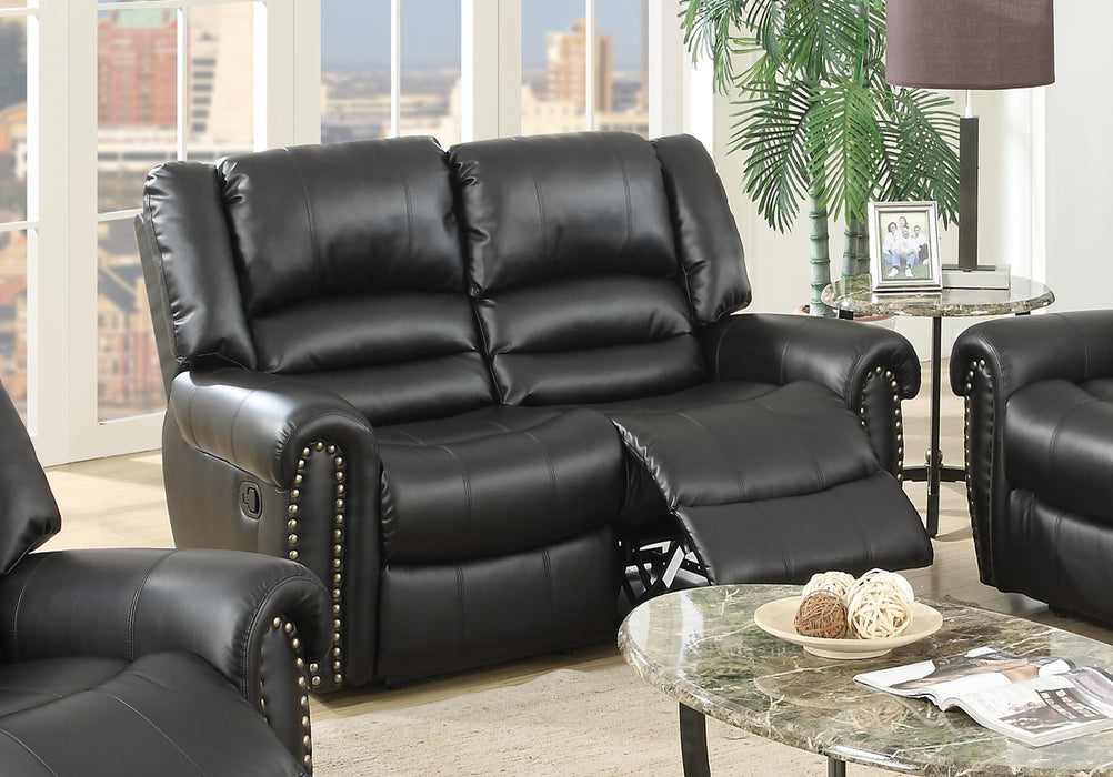 Uefurn Reclining Loveseat in Black