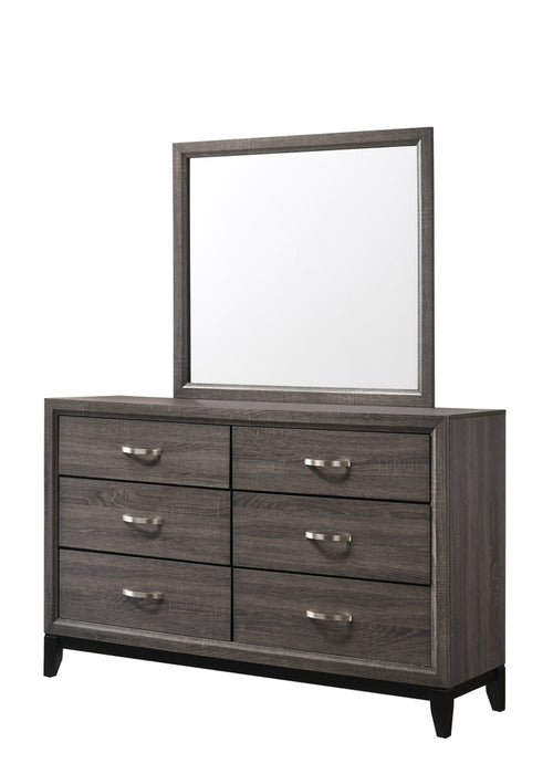 Crown Mark Akerson 6 Drawer Dresser in Grey